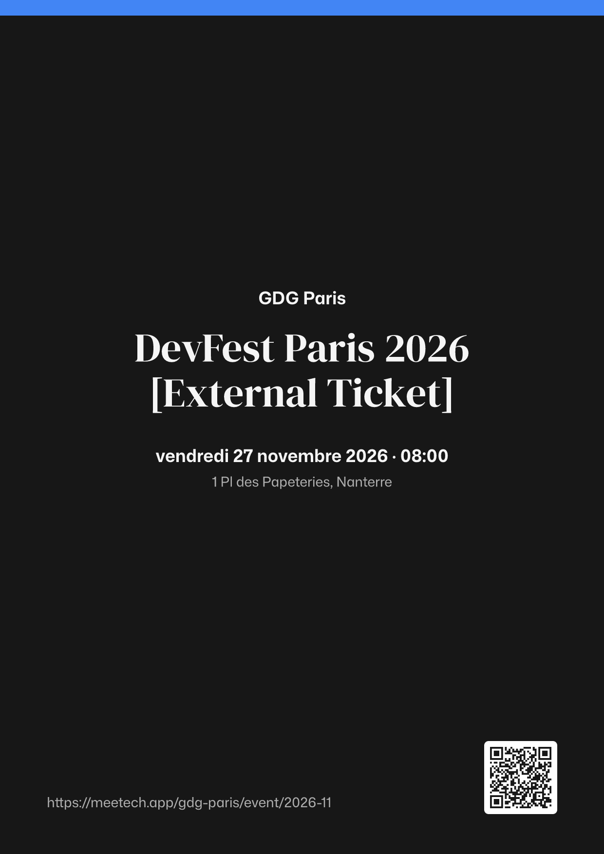 Affiche A4 de DevFest Paris 2026 [External Ticket]